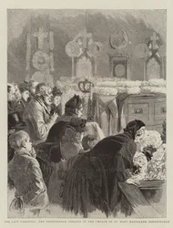 Het laatste afscheid, de pachters van Sandringham bij de kerk van St. Mary Magdalene, Sandringham